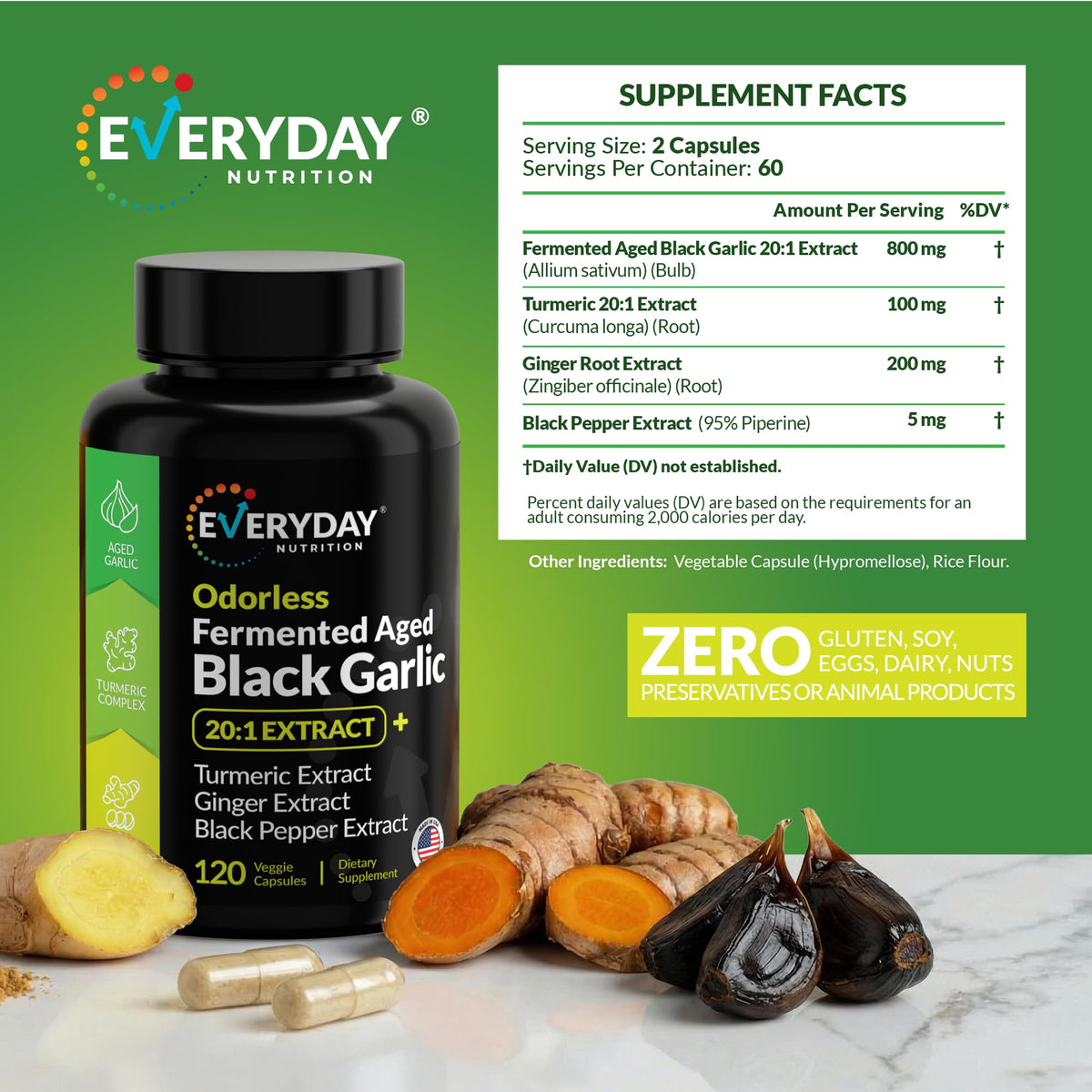 Complément alimentaire Ail Noir Fermenté 800 mg avec capsules végétales