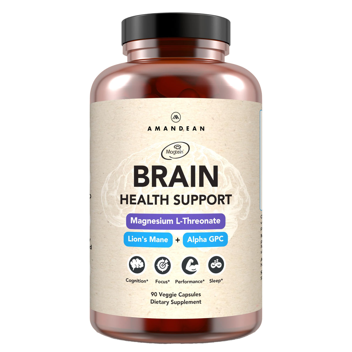 Complément alimentaire AMANDEAN Brain Supplement 1000mg Magnésium L-Thréonate