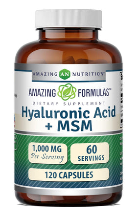 Complément alimentaire Amazing Nutrition Acide Hyaluronique 500 mg, 120 capsules face avant