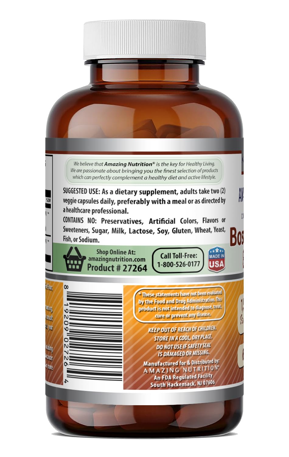 Complément alimentaire Amazing Nutrition Boswellia et Curcuma sur fond blanc
