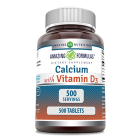 Complément alimentaire Amazing Nutrition Calcium 600 mg avec Vitamine D3 400 IU, emballage avant