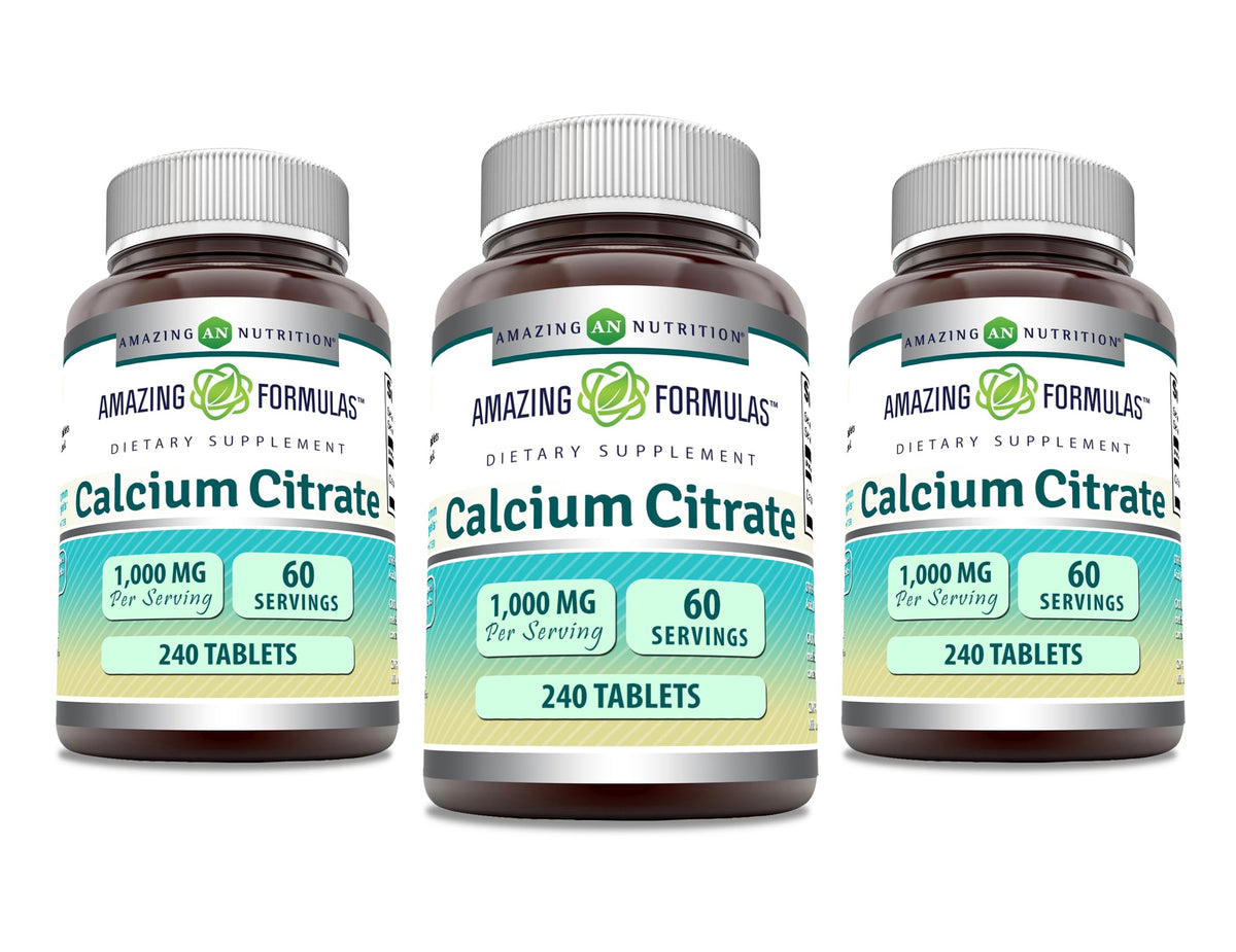 Complément alimentaire Amazing Nutrition Calcium Citrate 1000 Mg, 240 comprimés, vue de face