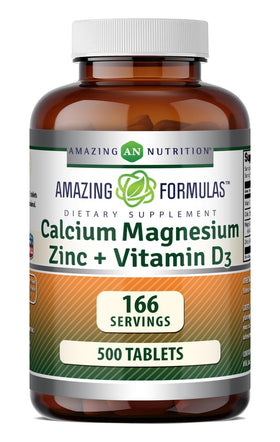 Complément alimentaire Amazing Nutrition Calcium Magnésium Zinc D3 500 tablettes vue de face