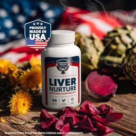 Complément alimentaire AMERICAN VITALITY Foie Nurture, capsules sur une table