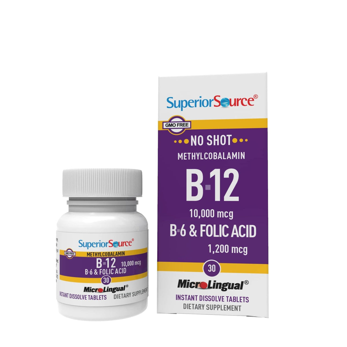Complément Alimentaire B-12 10000 mcg 30 Comprimés Sublinguaux - vue de face