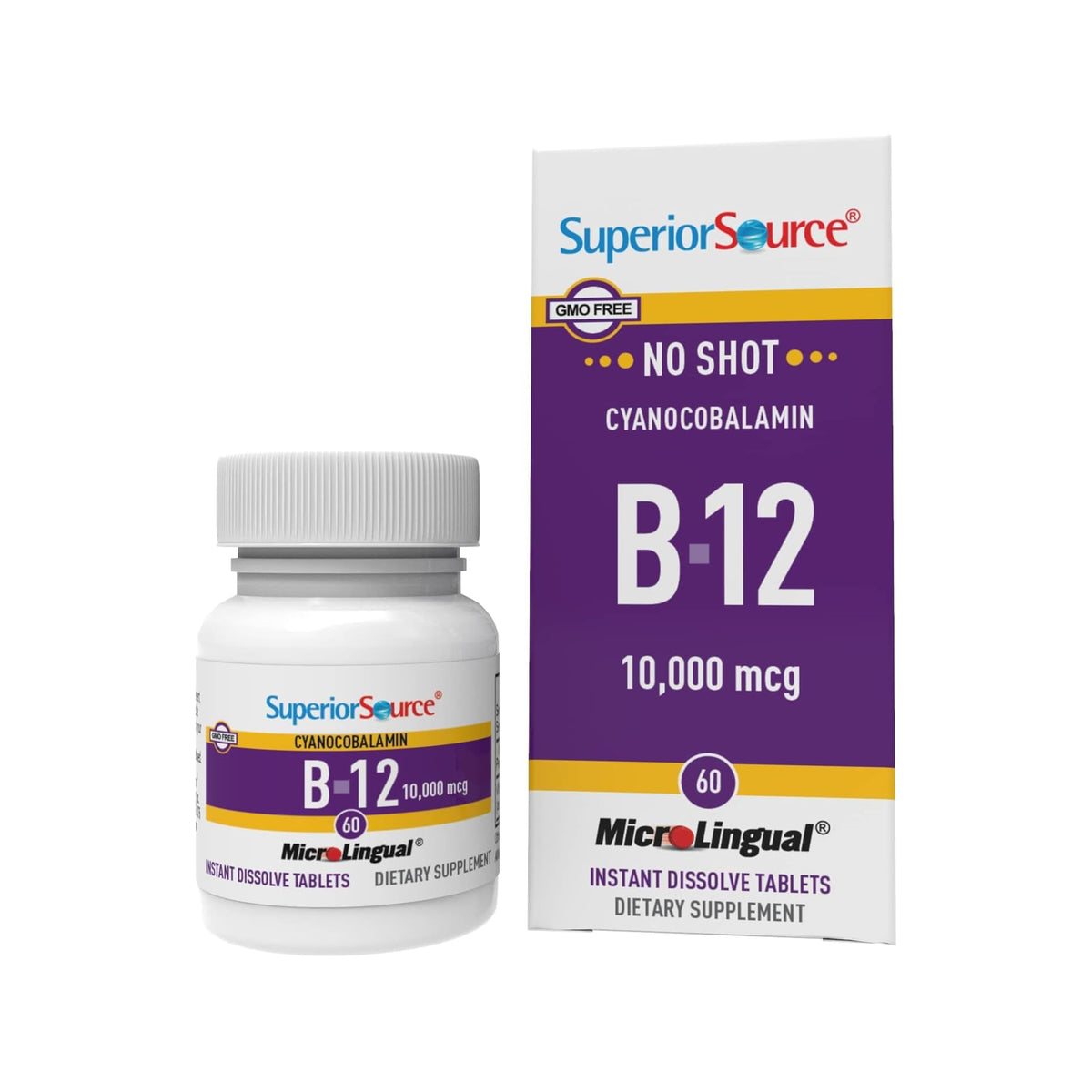 Complément Alimentaire B-12 10000 mcg de quality Source, vue de face