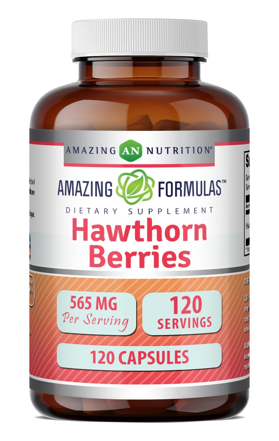 Complément alimentaire Baies de Hawthorn 565 mg, flacon de 120 capsules