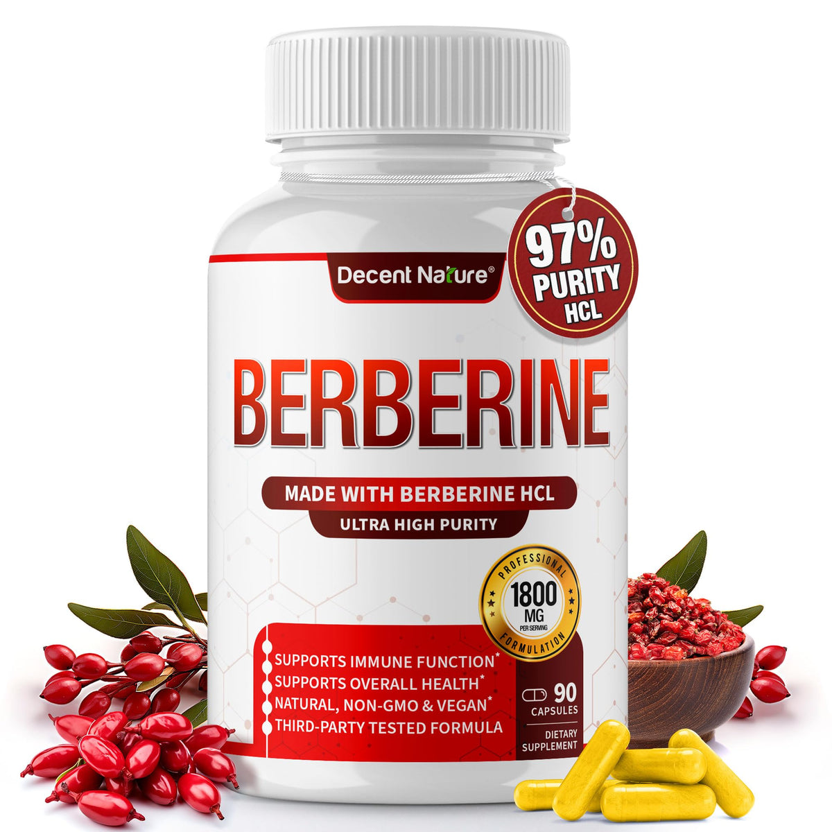 Complément alimentaire Berbérine 1800mg de DECENT NATURE, vue avant