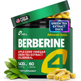 Complément alimentaire Berbérine HCl 1200mg de 4Well Products, emballage avant