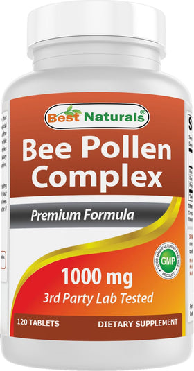 Complément alimentaire Best Naturals Pollen d'Abeille 1000 mg - Flacon de 120 comprimés