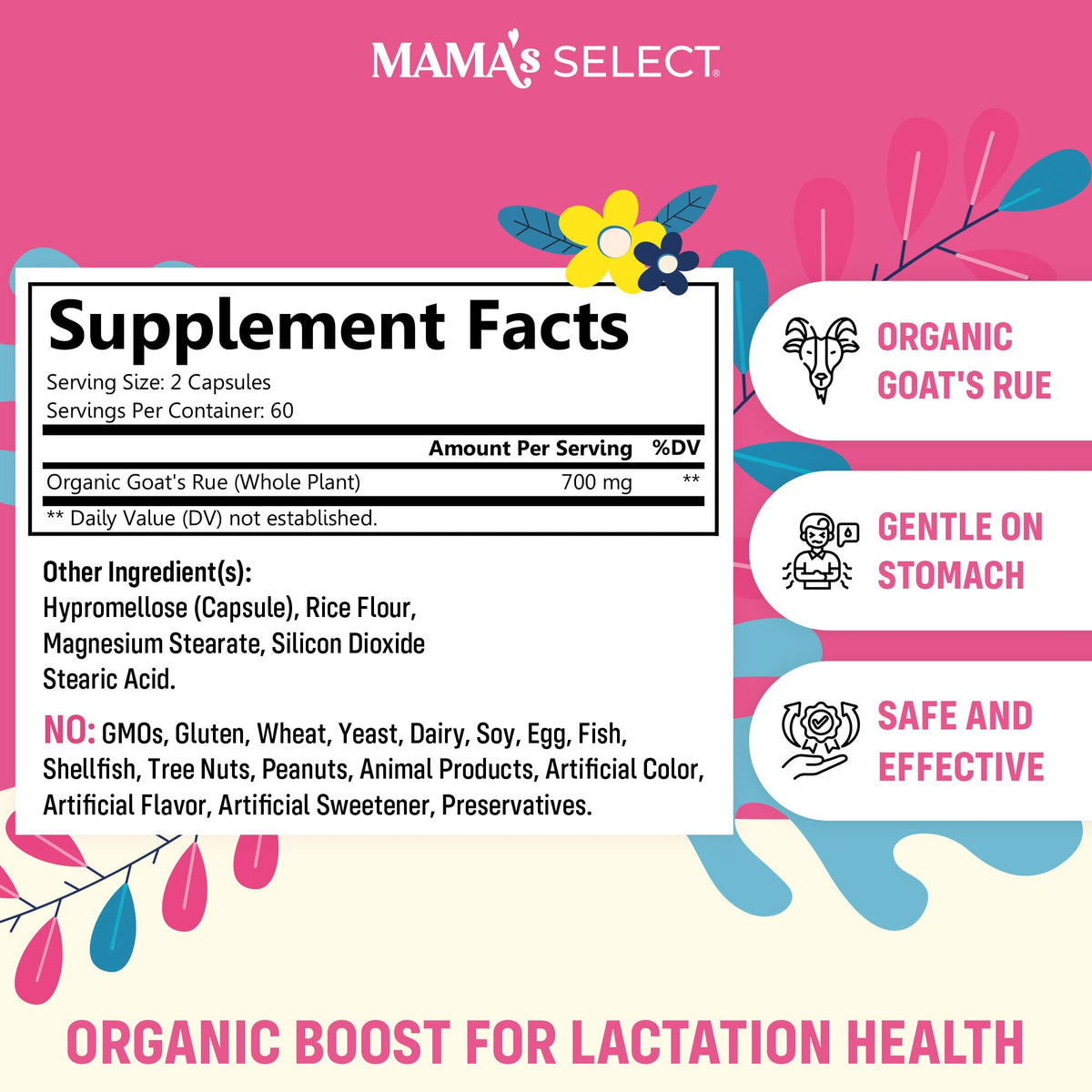 Complément alimentaire bio de Mama's Select Chardon-Marie 91g, vue de côté
