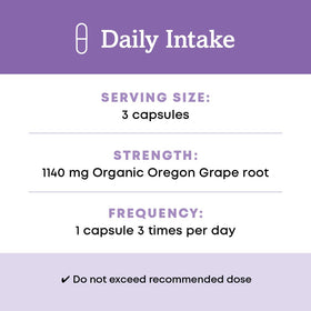 Complément alimentaire bio Racine de Raisin d'Oregon 1140 mg sur un fond naturel