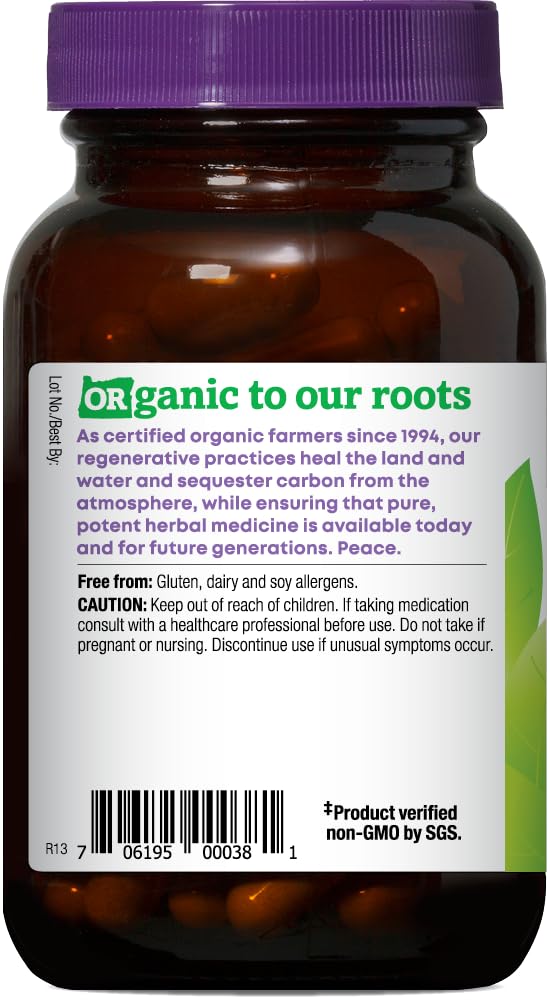 Complément alimentaire bio Racine de Raisin d'Oregon 1140 mg sur une table en bois