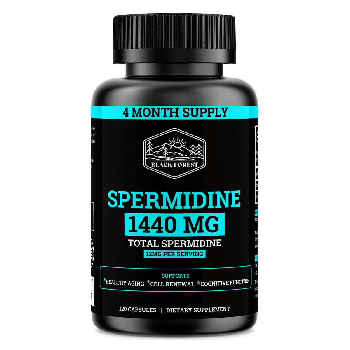 Complément alimentaire Black Forest Spermidine 120 capsules vue de face