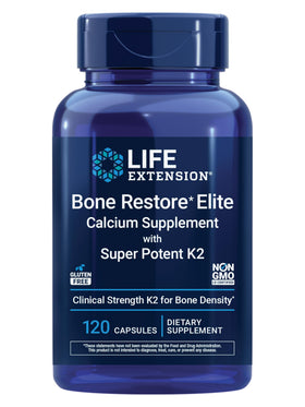 Complément alimentaire Bone Restore Elite de Life Extension, 120 capsules, vue de face.