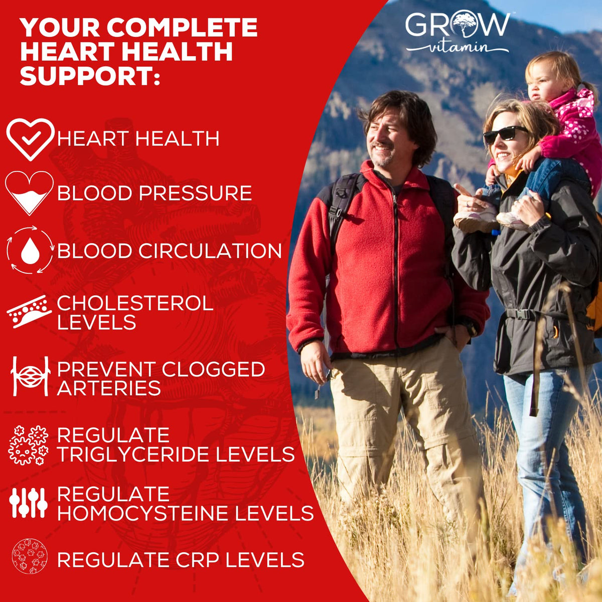 Complément alimentaire cœur grow vitamin 129g, côté gauche