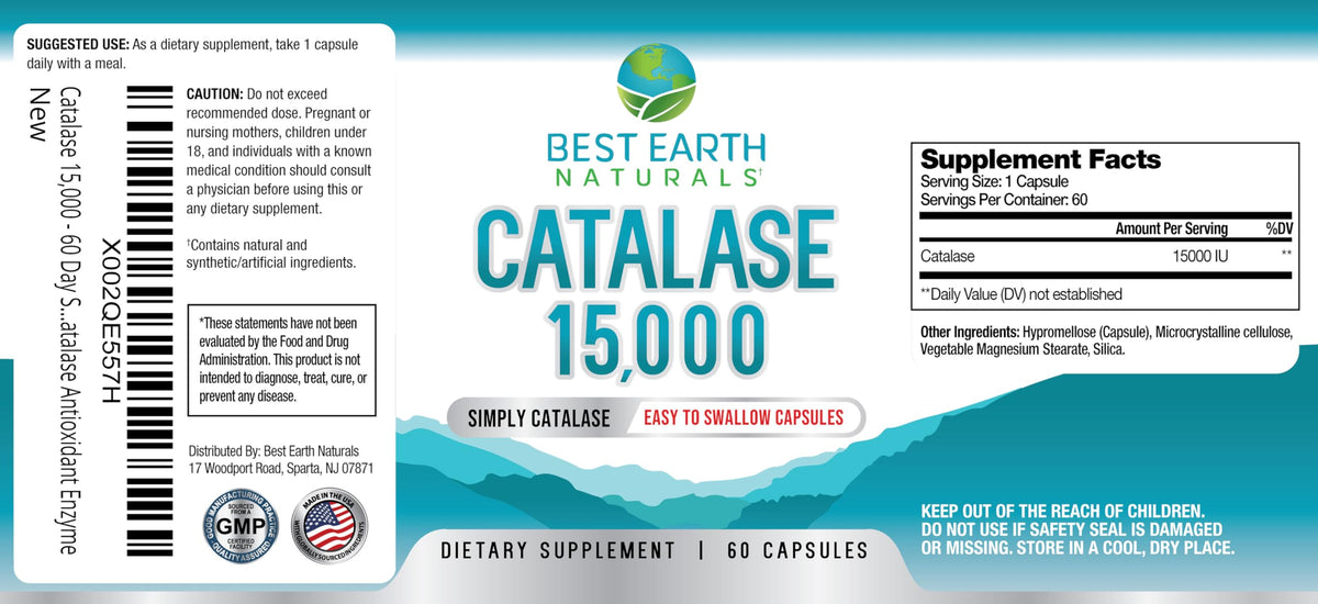 Complément Alimentaire Catalase 15 000 Unités - Best Earth Naturals, capsules en détail