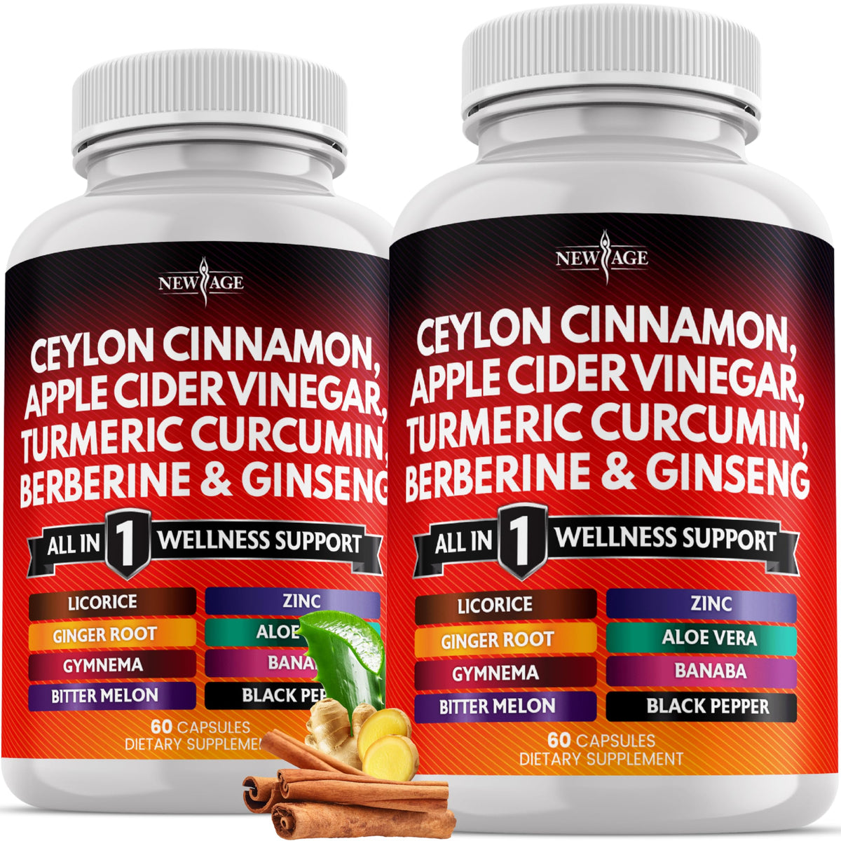 Complément alimentaire Ceylan NEW AGE 120 capsules, vue de face