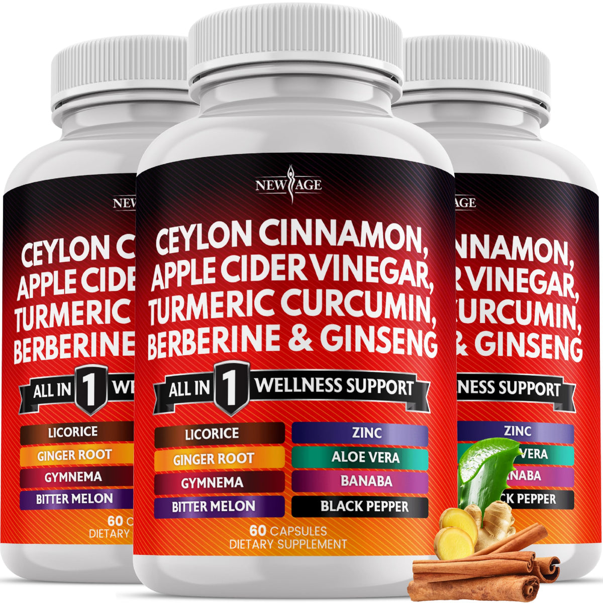 Complément alimentaire Ceylan NEW AGE 180 gélules vue de face