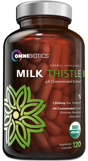Complément alimentaire Chardon-Marie OmniBiotics 1500mg vue avant avec capsules