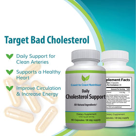 Complément alimentaire Cholestérol Coast to Coast Nutrition avec ingrédients naturels