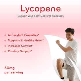Complément alimentaire Clear Formulas Lycopène 50mg, flacon ouvert avec capsules
