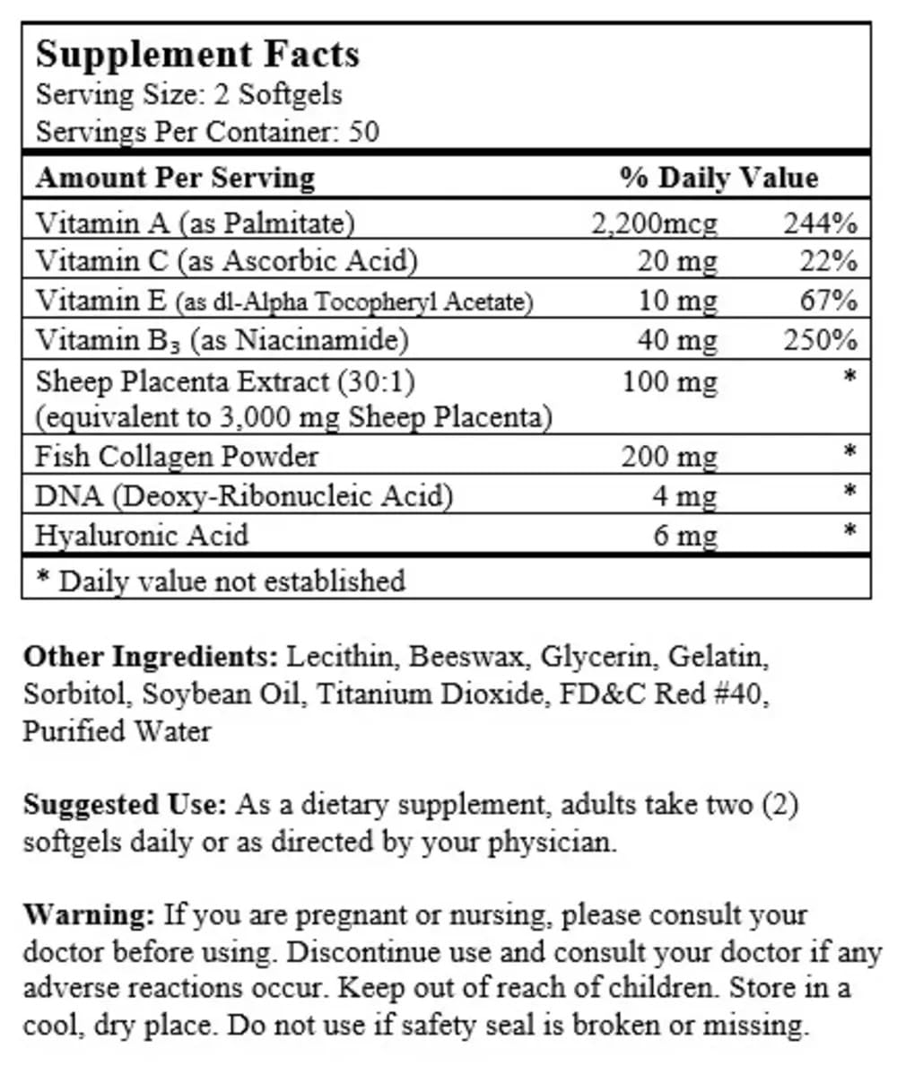 Complément alimentaire Complexe de Placenta de Mouton Nu-Health emballage
