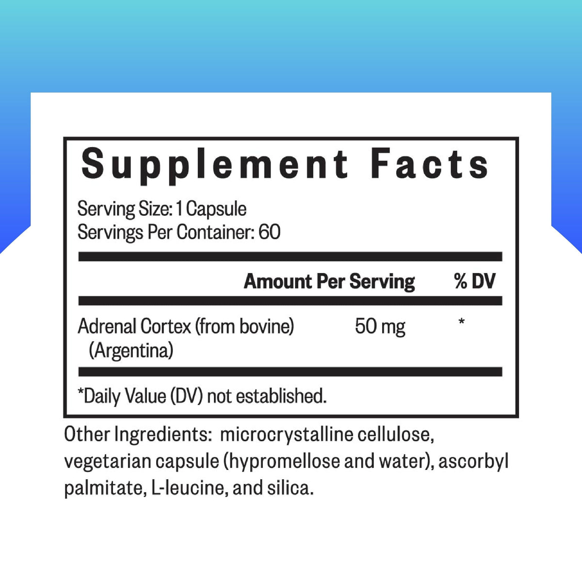 Complément Alimentaire Cortex Surrénal Seeking Health 50 mg - 60 Capsules vue arrière