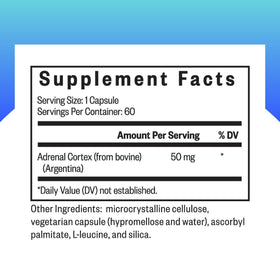 Complément Alimentaire Cortex Surrénal Seeking Health 50 mg - 60 Capsules vue arrière