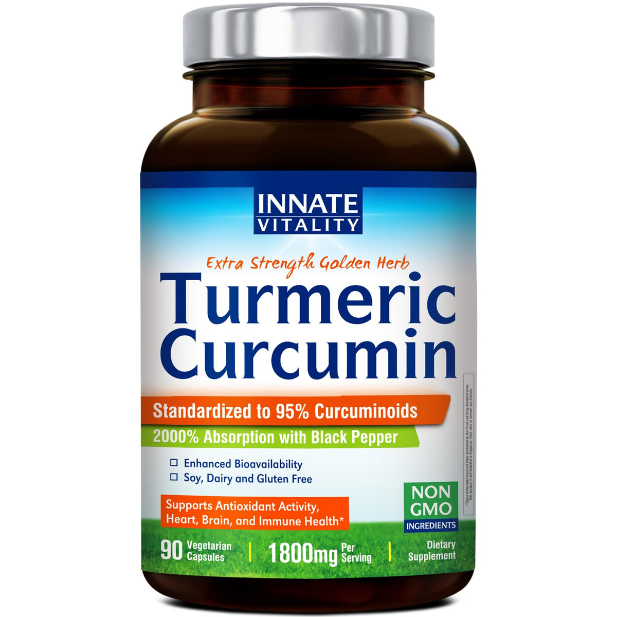 Complément alimentaire Curcuma 1800mg Innate Vitality face avant