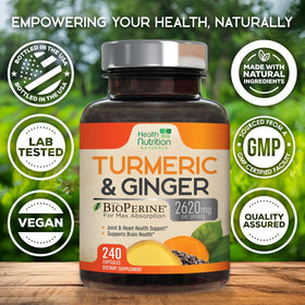Complément Alimentaire Curcuma 2200mg - flacon sur fond blanc