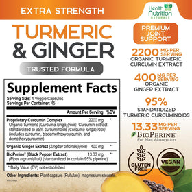 Complément Alimentaire Curcuma 2200mg vue arrière avec ingrédients
