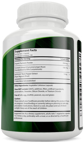 Complément alimentaire Curcuma 700mg Purely Holistic ouvert avec capsules sur une table