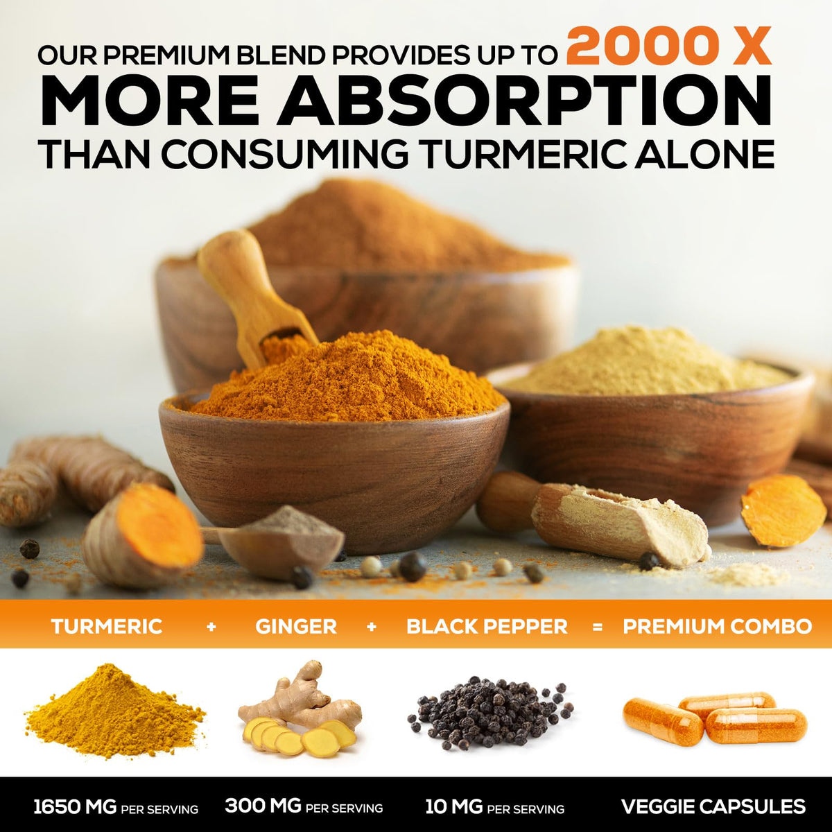 Complément alimentaire Curcuma et Gingembre Nature's Nutrition sur une table