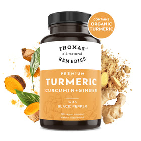 Complément alimentaire Curcuma et Gingembre Thomas sur fond blanc