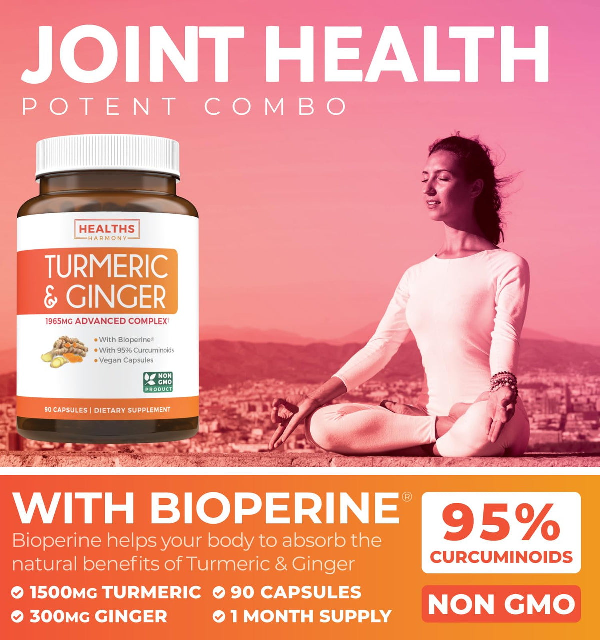 Complément alimentaire Curcuma Gingembre 150mg, étiquette avant
