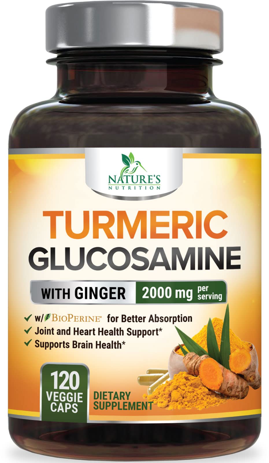 Complément alimentaire Curcuma Nature's Nutrition 95% Curcuminoïdes vue avant