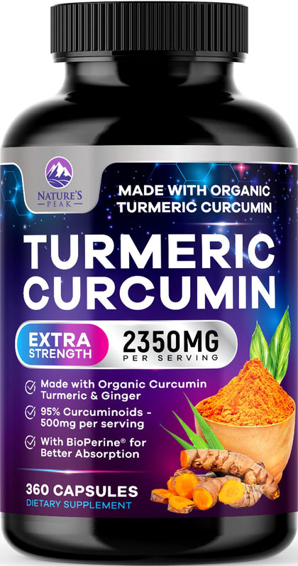 Complément alimentaire Curcuma Nature's Peak 360 capsules vue de face