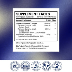 Complément alimentaire Curcuma Research Verified, vue arrière de la boîte
