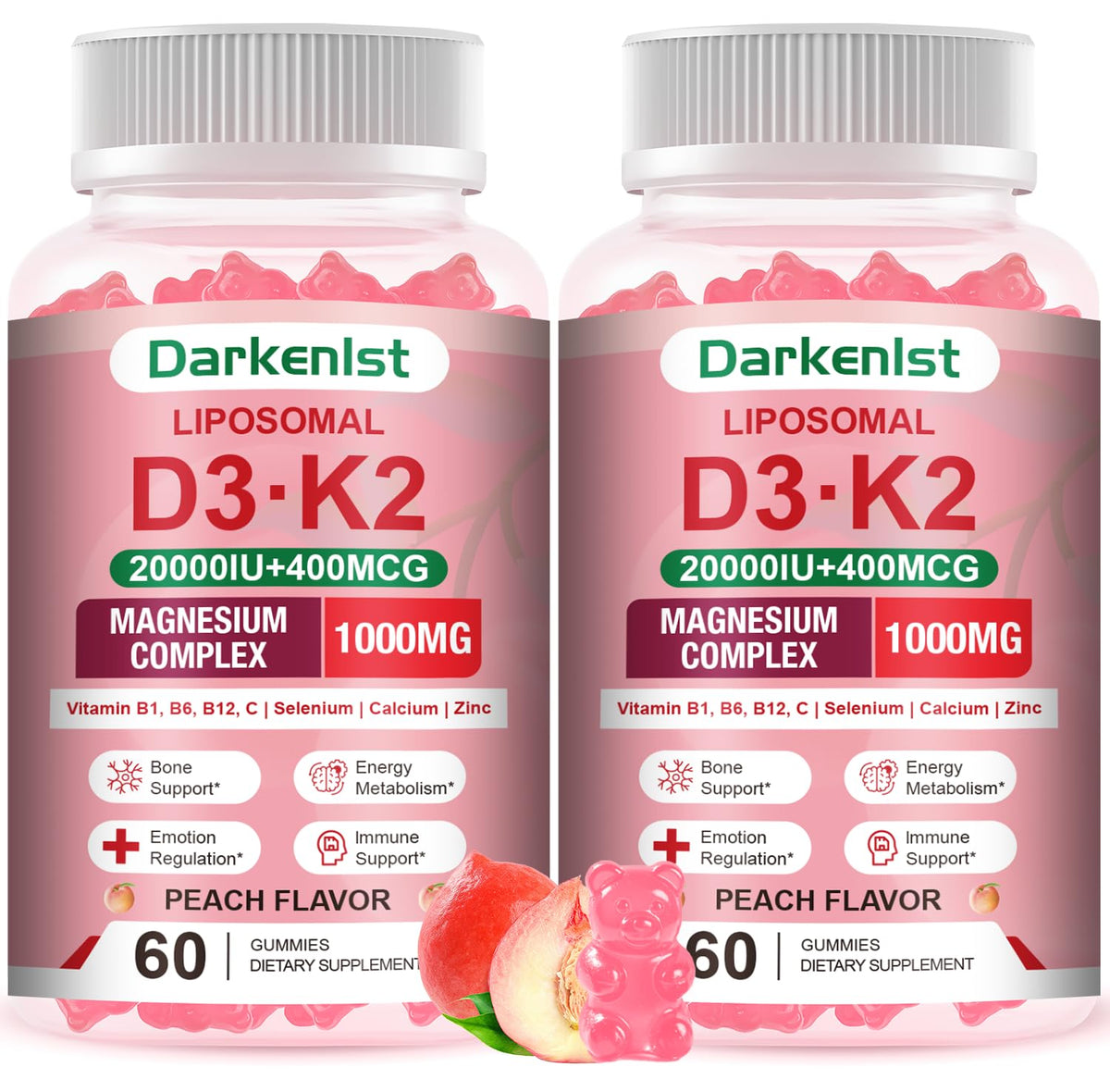 Complément alimentaire Darkenlst D3 K2 20 000 UI, vue avant