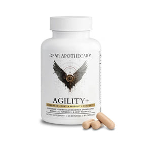 Complément alimentaire Dear Apothecary Agility+ 1500mg Glucosamine, vue de face.