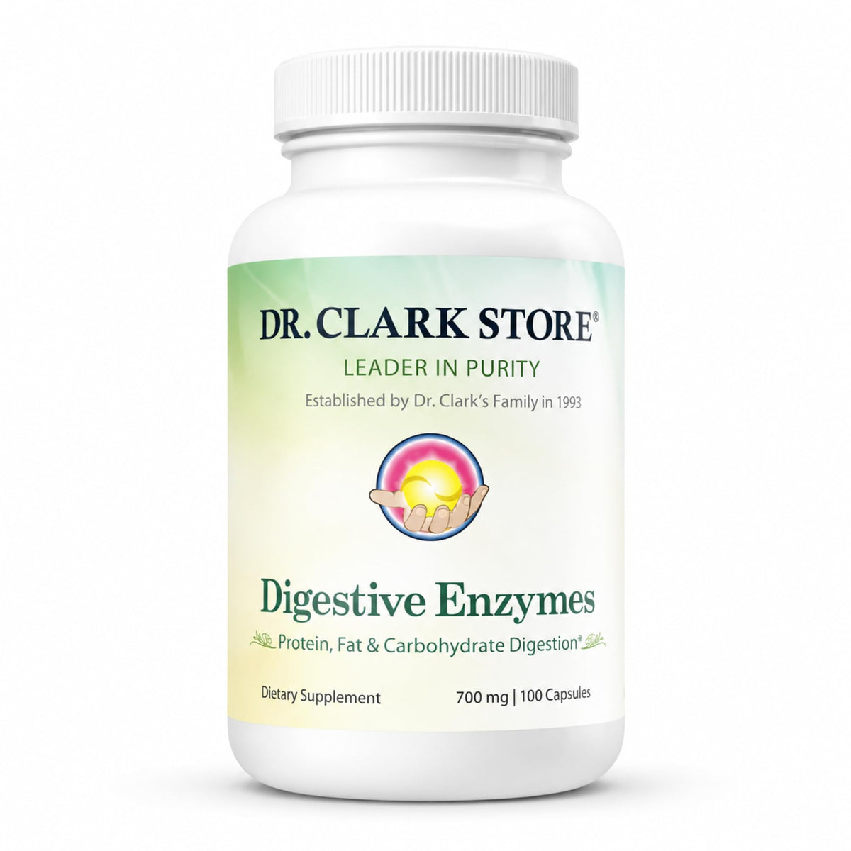 Complément alimentaire Dr Clark Store Enzymes daily 700mg, boîte de 100 capsules