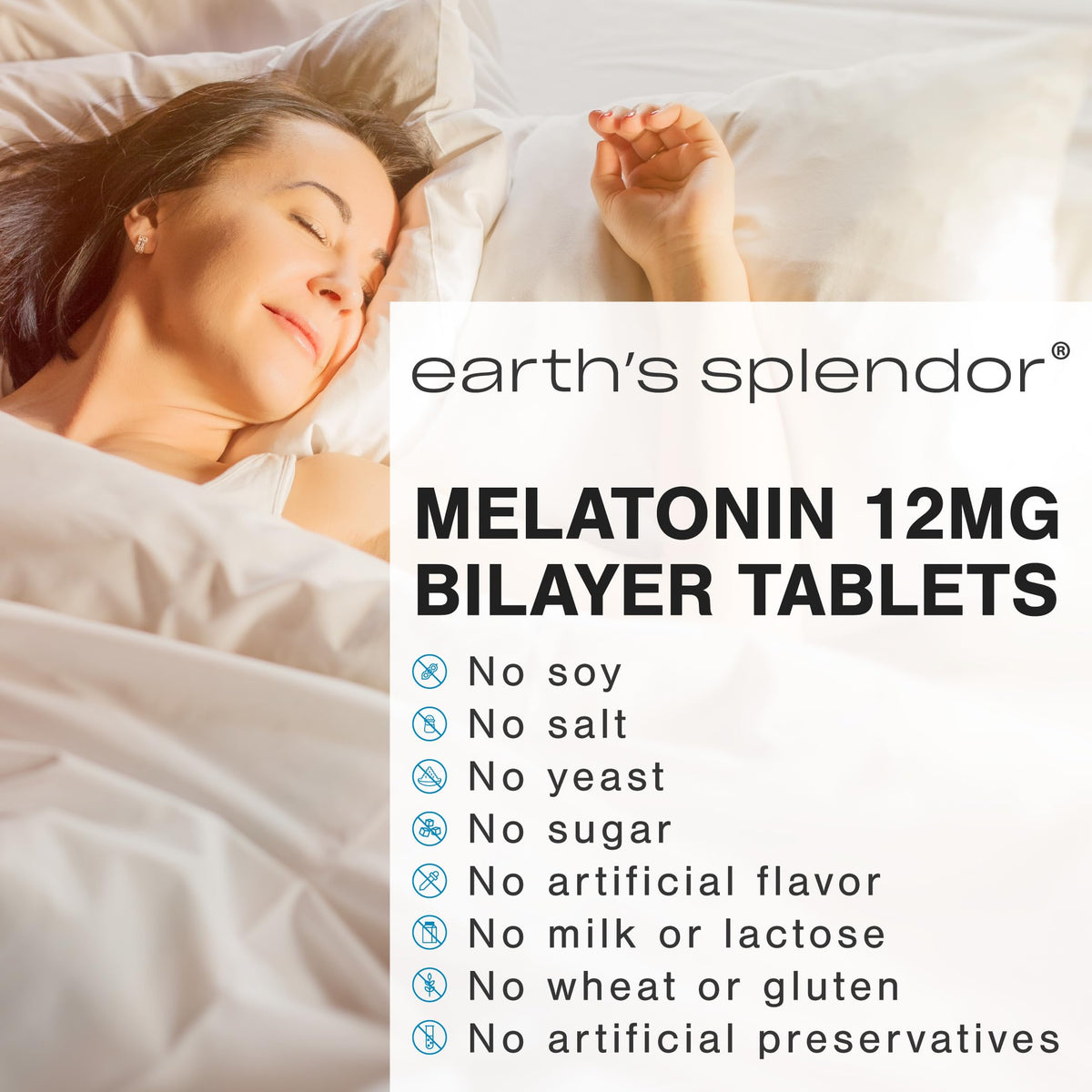 Complément alimentaire Earth's Splendor Melatonine 12mg sur une table