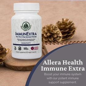 Complément alimentaire Extra Allera Health sur une table en bois