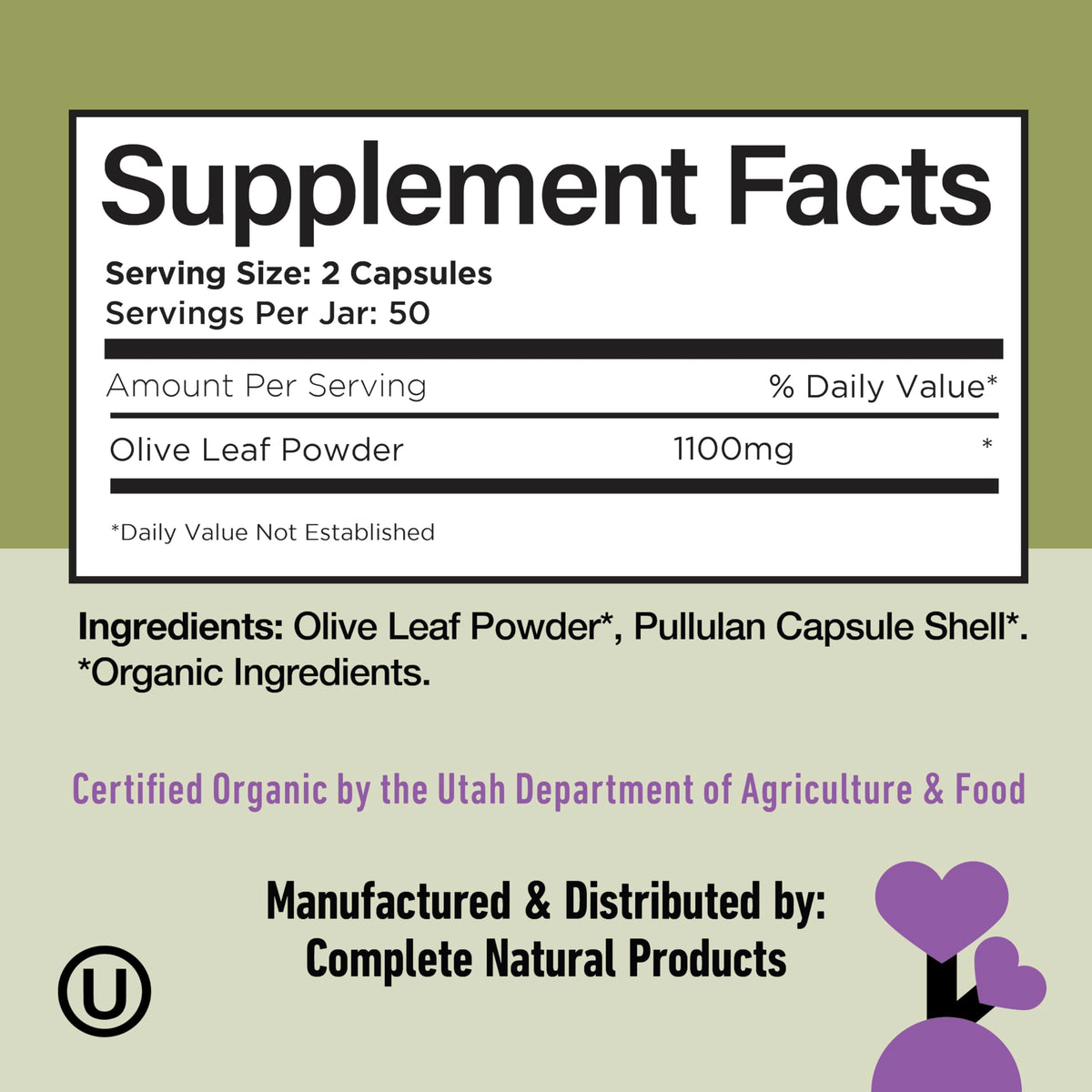 Complément alimentaire Extrait de Feuille d'Olivier 550mg