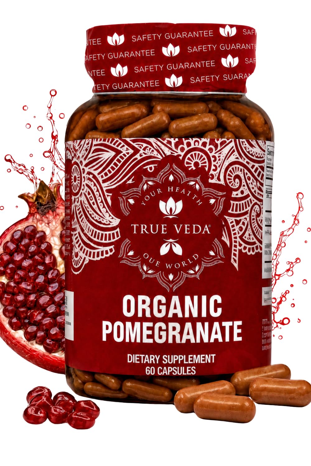 Complément alimentaire extrait de grenade bio True Veda, vue avant