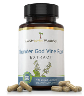 Complément alimentaire extrait de racine de Thunder God en capsules, vue de l'avant