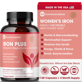 Complément alimentaire Fer Bisglycinate 25mg Pure Micronutrients, vue de face