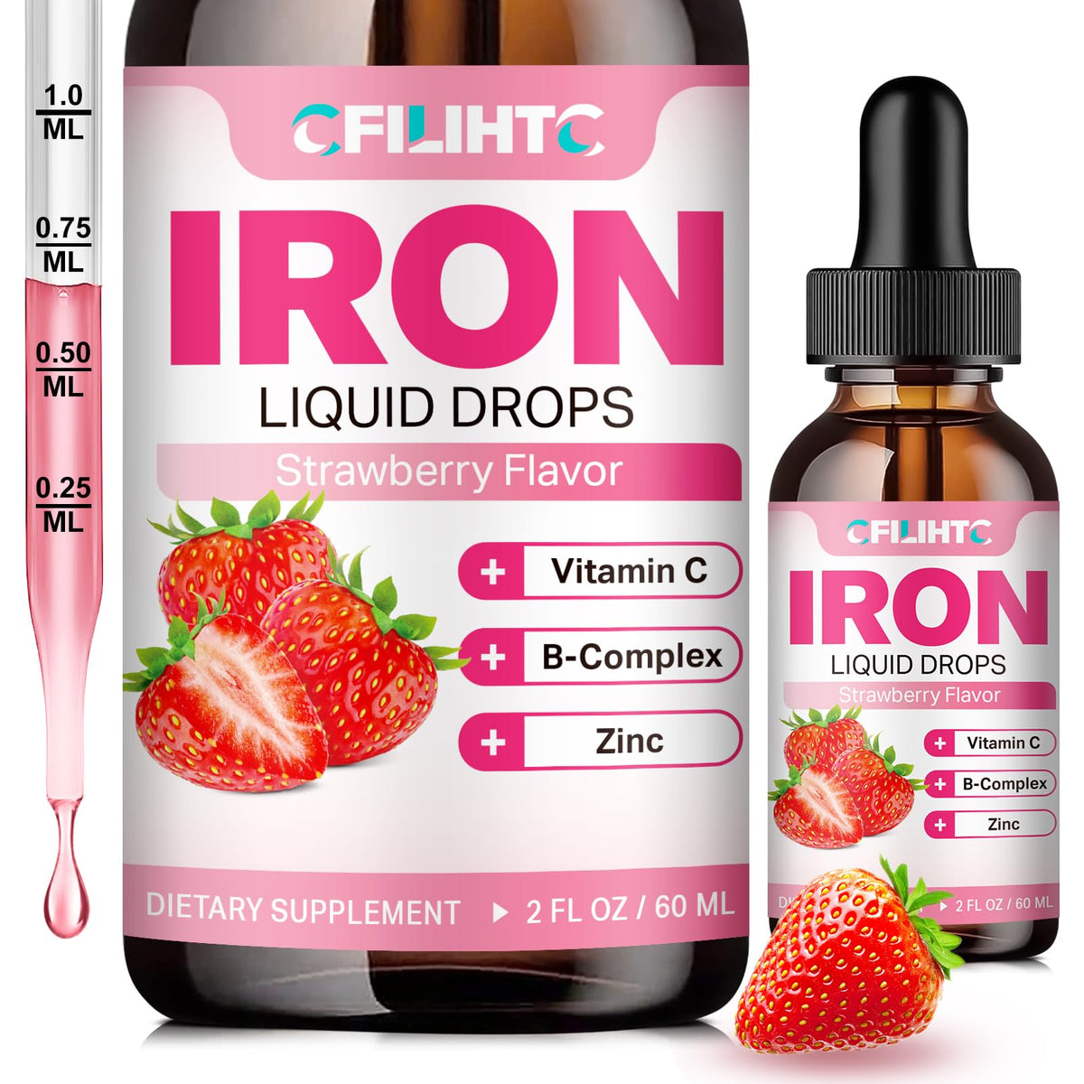 Complément alimentaire fer liquide CFILIHTC 60 ml vue avant