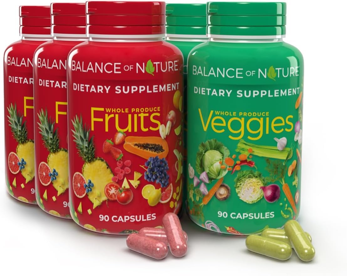 Complément alimentaire Fruits & Légumes Balance of Nature, vue avant du packaging